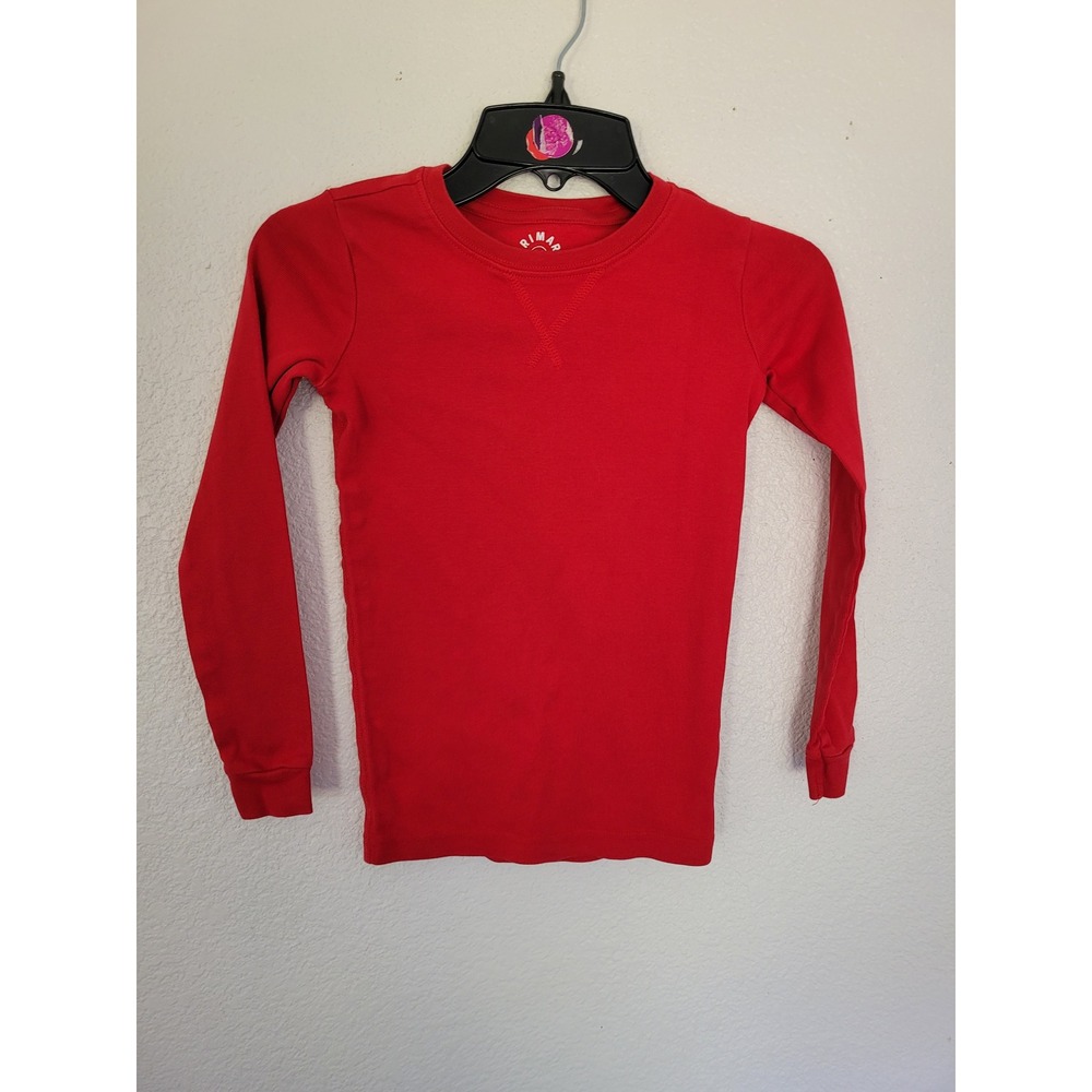 Primary Kids Red Organic Cotton Long Sleeve Pajama Top Shirt 8-9 Snug Fit #9